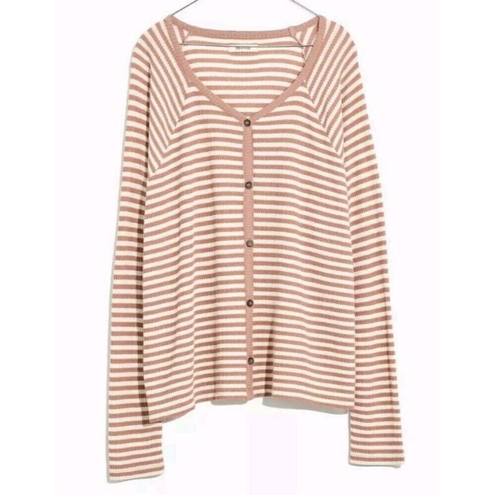 Madewell Striped Waffle Knit Button Front‎ Pajama Top XXS